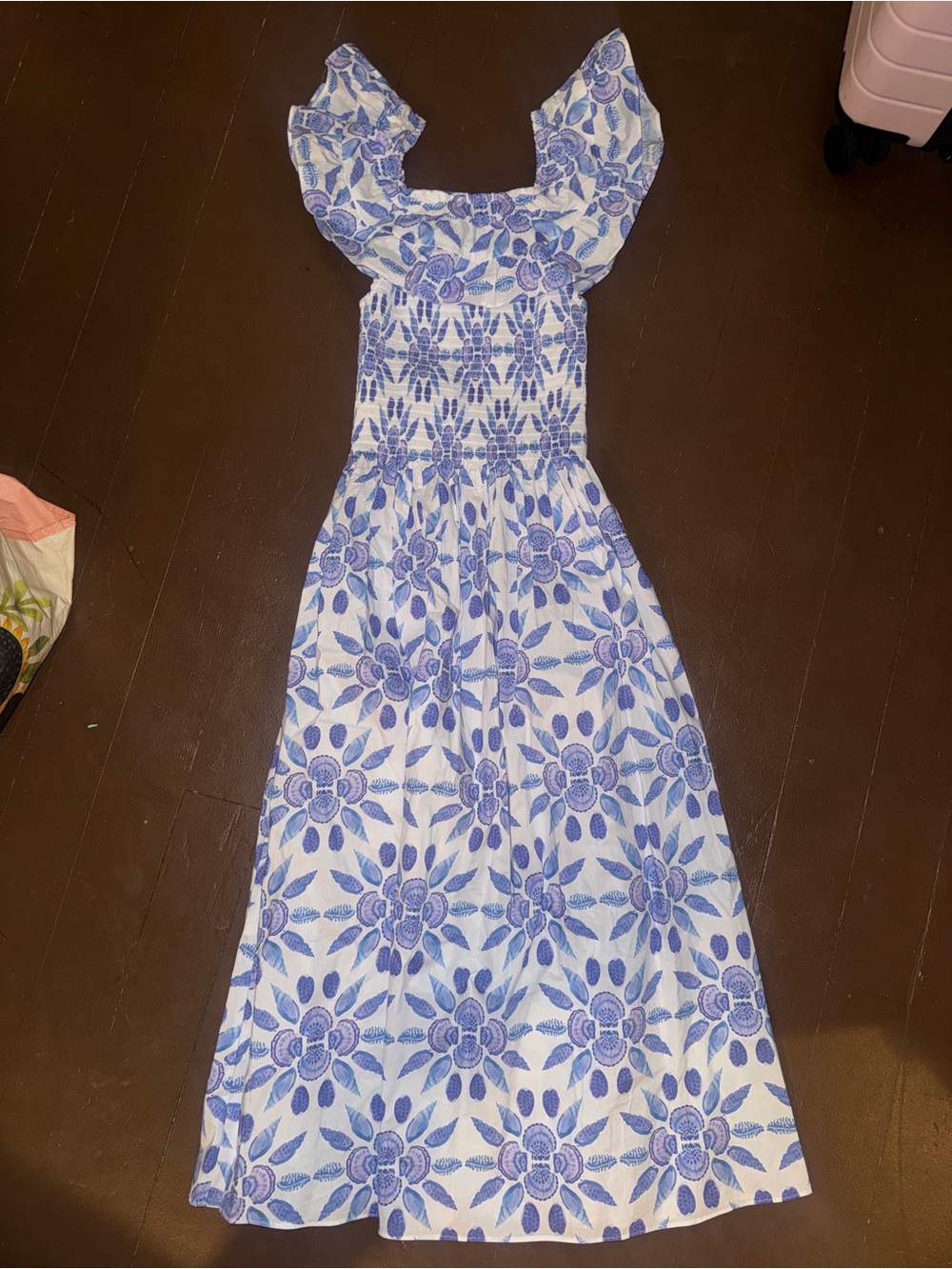 Hill House Nap Dress Blue and White Floral Smocked Maxi Dress